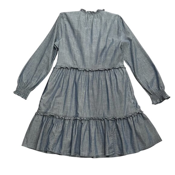 J Crew Chambray Ruffle Mini Dress, Pockets, 12 - Picture 7 of 10